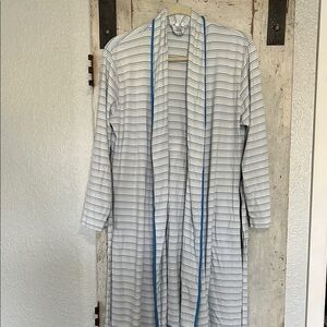 LAKE Striped Blue and White Pima Robe